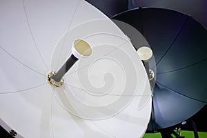 White satellite dish antenna, VSAT parabolic receiver