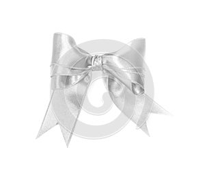 White satin ribbon bow isolated on white
