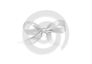 White satin ribbon bow isolated on white