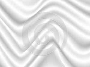 White Satin Silky Cloth Fabric Textile Drape with Crease Wavy Folds. Abstract Background