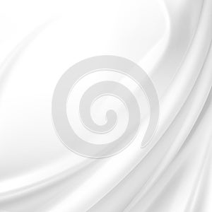 White Satin Silky Cloth Fabric Textile Drape with Crease Wavy Folds. Abstract Background photo