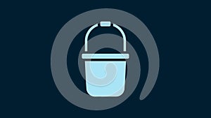 White Sauna bucket icon isolated on blue background. 4K Video motion graphic animation