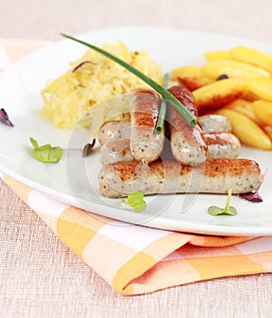 White sausage with sour cabbage