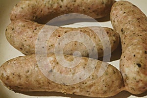 White sausages delicious fatty food dish meat cooking