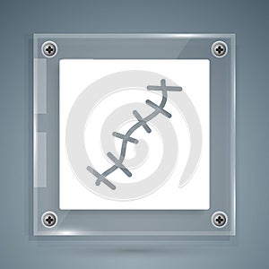 White Scar with suture icon isolated on grey background. Square glass panels. Vector