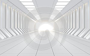 White science fiction tunnel, 3d rendering