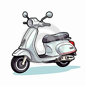 Cartoonish Vespa Motorbike Sticker With White Border photo