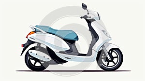 White Scooter In Terada Katsuya Style - Flat Illustration