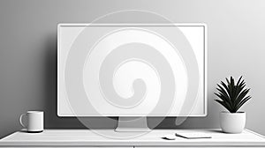 White screen in modern minimalistic office