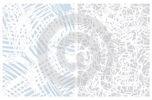 White Scribbles and Loops on a Pastel Blue and Light Gray Background. M photo