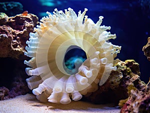 a white sea anemone in a tank