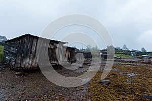 White sea, old slip dock, Chupa Karelia, white polar night