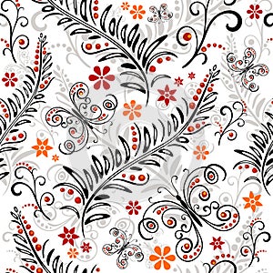 White seamless floral pattern