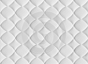 White seamless pattern. The fabric is sewn with a curly pattern.