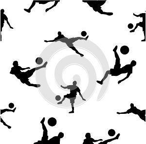 White seamless pattern with football player.