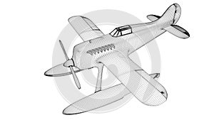 White seaplane web. 3D render