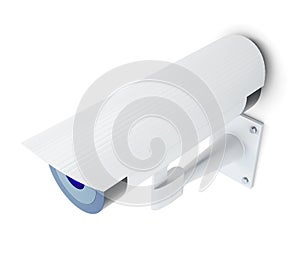 White security camera on white background. 3d rendering