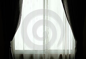 White see through sheer window curtain. transparent fabric