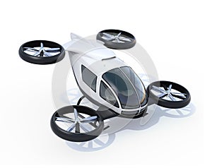 White self-driving passenger drones isolated on white background