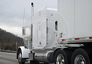 White Semi Tractor Trailer Truck photo