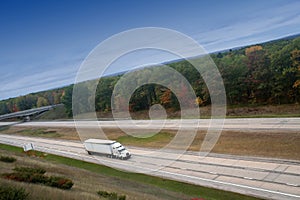 White semi truck on high way