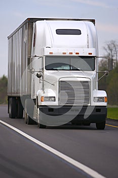 White Semi Truck on Road