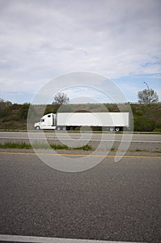 White Semi Truck on Road