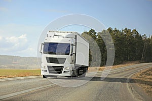 White Semi Truck Road Transport