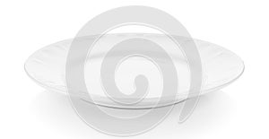 Empty white seramic plate on white background