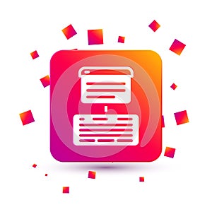 White Server, Data, Web Hosting icon isolated on white background. Square color button. Vector