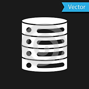 White Server, Data, Web Hosting icon isolated on black background. Vector