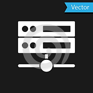 White Server, Data, Web Hosting icon isolated on black background. Vector