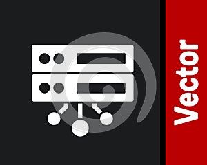 White Server, Data, Web Hosting icon isolated on black background. Vector