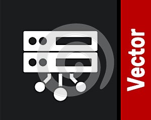 White Server, Data, Web Hosting icon isolated on black background. Vector
