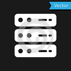 White Server, Data, Web Hosting icon isolated on black background. Vector