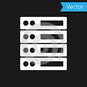 White Server, Data, Web Hosting icon isolated on black background. Vector