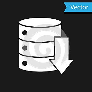 White Server, Data, Web Hosting icon isolated on black background. Vector Illustration