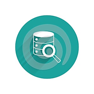 White Server, Data, Web Hosting icon isolated with long shadow background. Green circle button. Vector