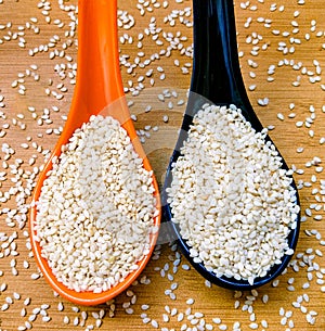 White sesame seeds grains whitetill sufaidtill food ingredient image stock photo