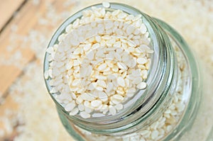 White sesame on table