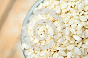 White sesame on table