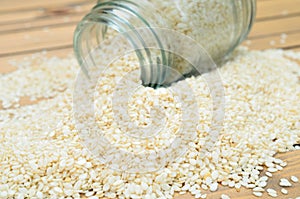 White sesame on table