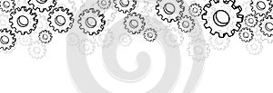 White settings banner with gears.