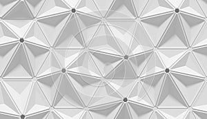 White shaded abstract geometric pattern. Origami paper style. 3D rendering background.