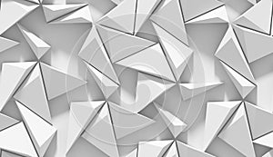 White shaded abstract geometric pattern. Origami paper style. 3D rendering background. photo