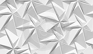 White shaded abstract geometric pattern. Origami paper style. 3D rendering background.