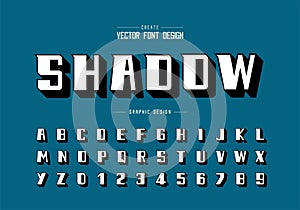 White shadow font and bold alphabet vector, Modern Typeface and letter number design
