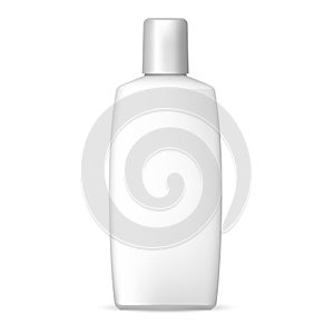 White Shampoo Bottle. Plastic Cosmetic Packaging