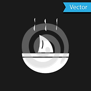 White Shark fin soup icon isolated on black background. Vector.