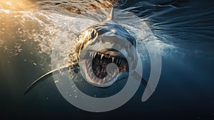 A White Shark moving fast forward